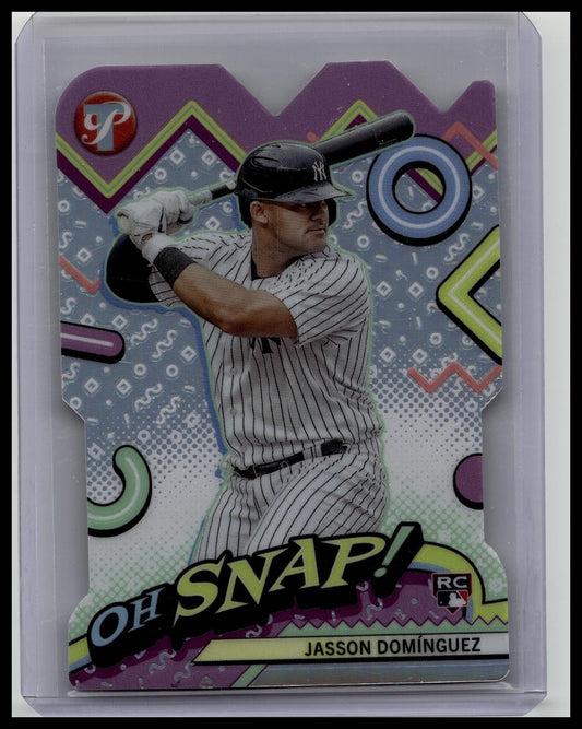 Jasson Dominguez 2024 Topps Pristine Oh Snap! Die Cut Refractor Rookie Card