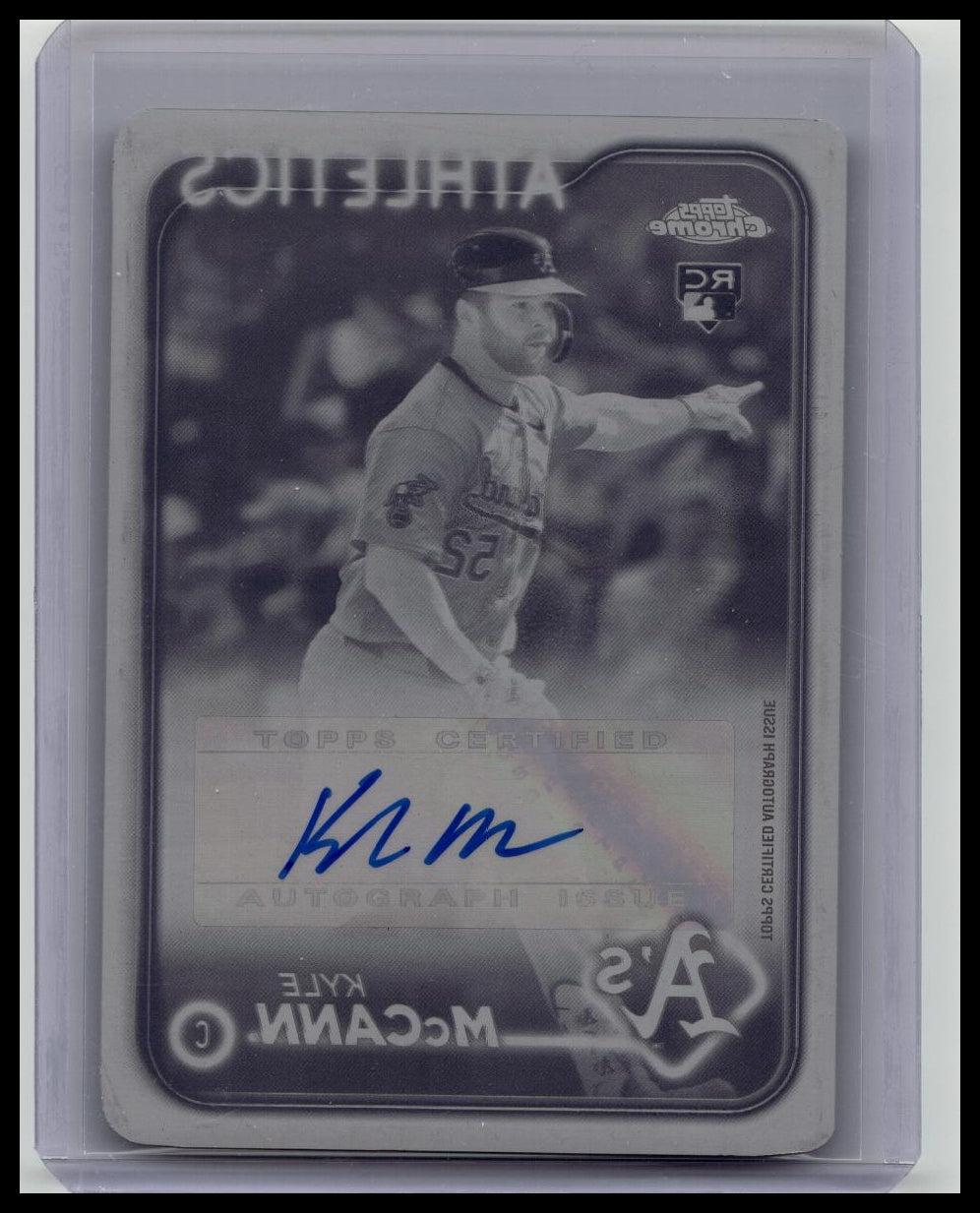 Kyle McCann 2024 TOPPS CHROME UPDATE ROOKIE AUTO CYAN PRINTING PLATE 1/1 A's