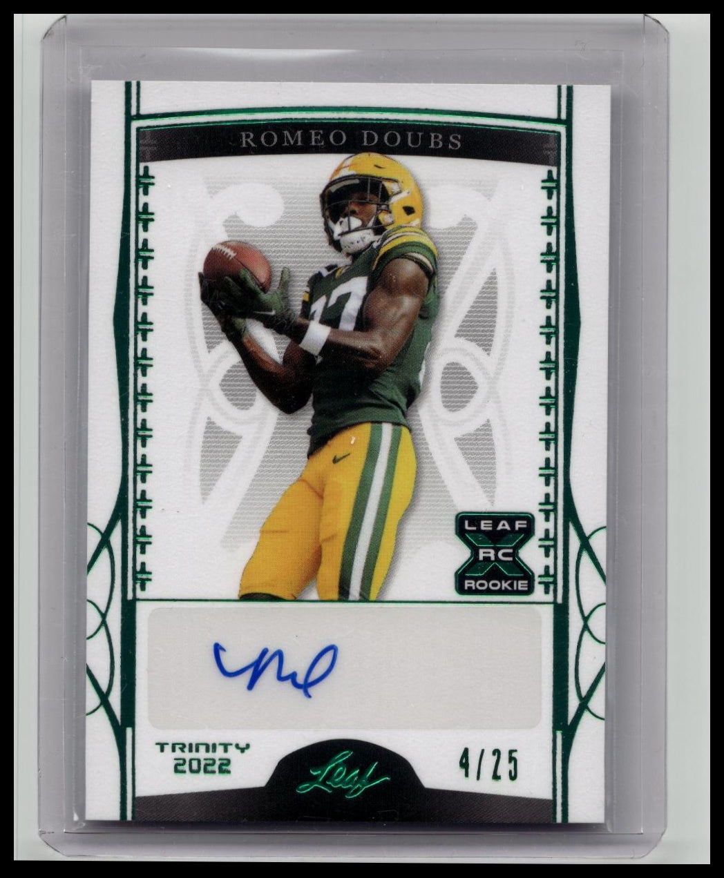 2022 LEAF TRINITY ROMEO DOUBS ROOKIE RC GREEN SPECTRUM AUTO 4/25 PACKERS