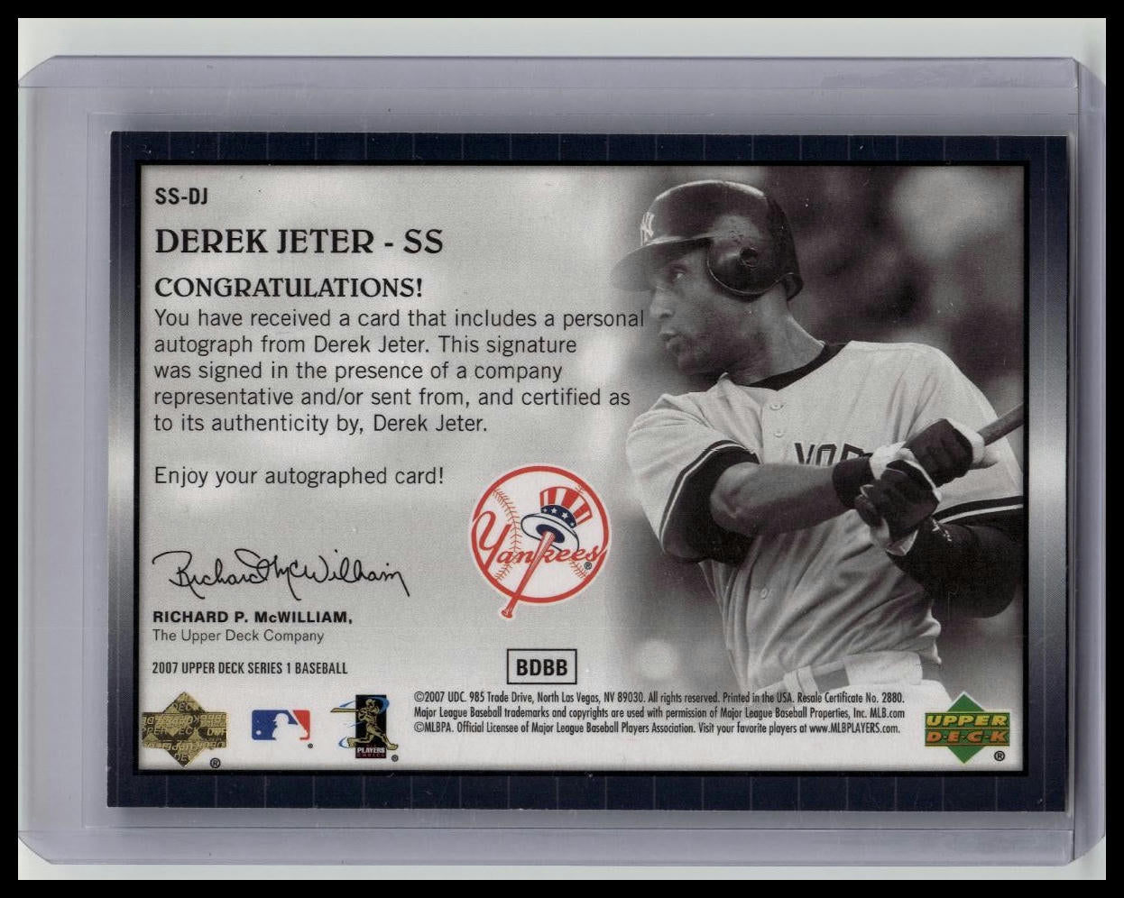 DEREK JETER - Upper Deck 2007 Star Signings Autograph New York Yankees