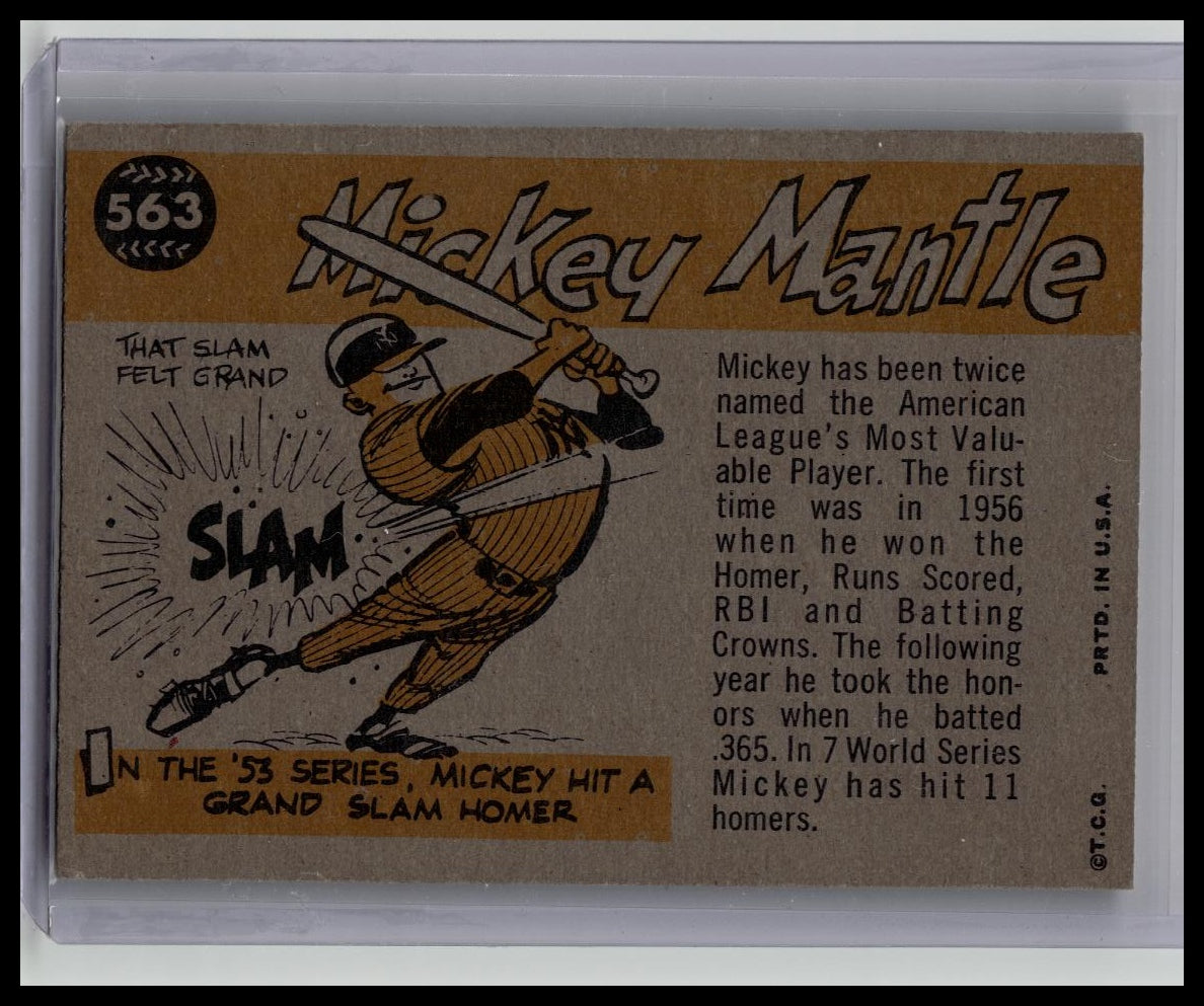 1960 TOPPS BASEBALL #563 MICKEY MANTLE ALL STAR YANKEES