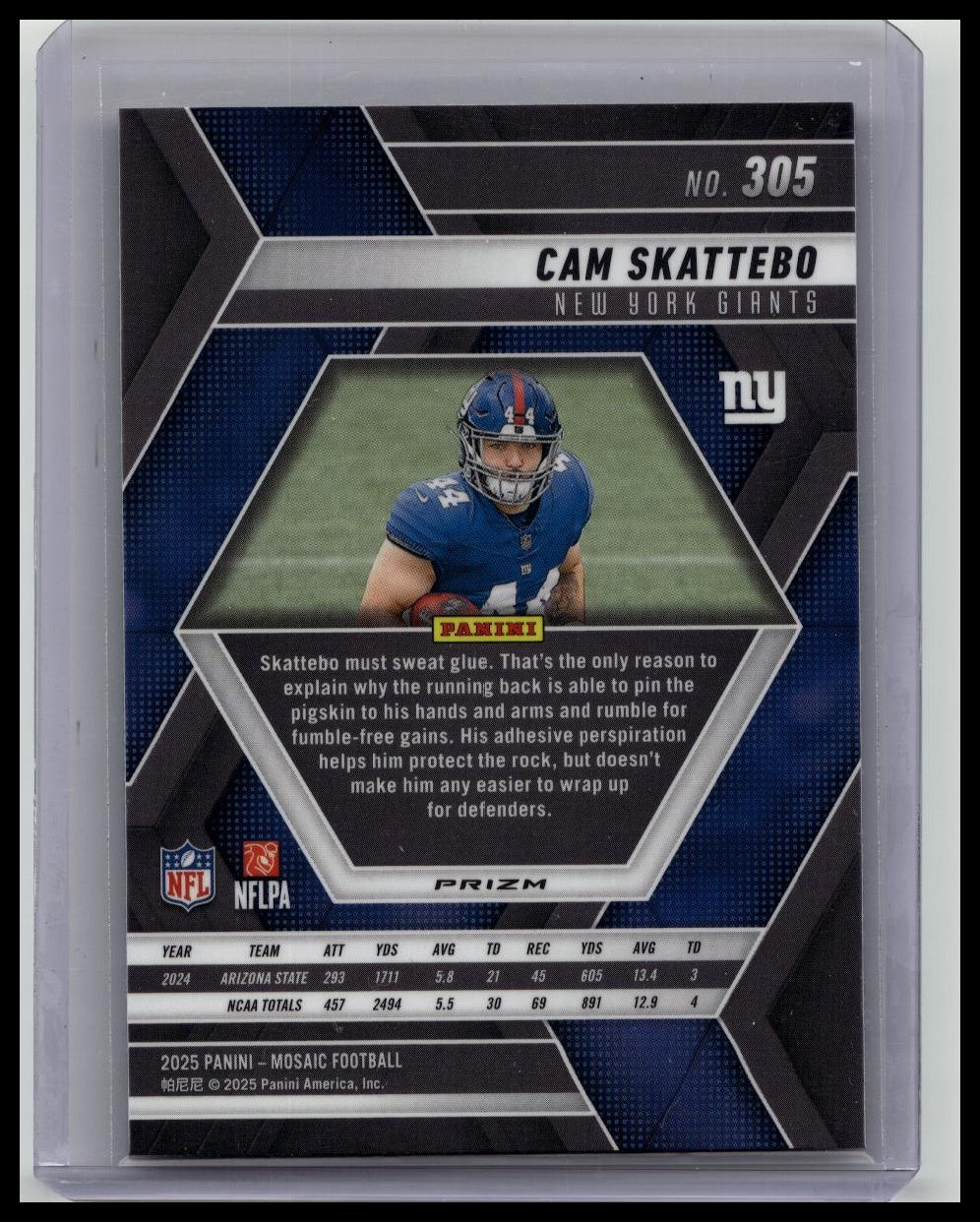 Cam Skattebo Rookie 2025 Panini Mosaic #305 Mosaic Reactive Purple Giants