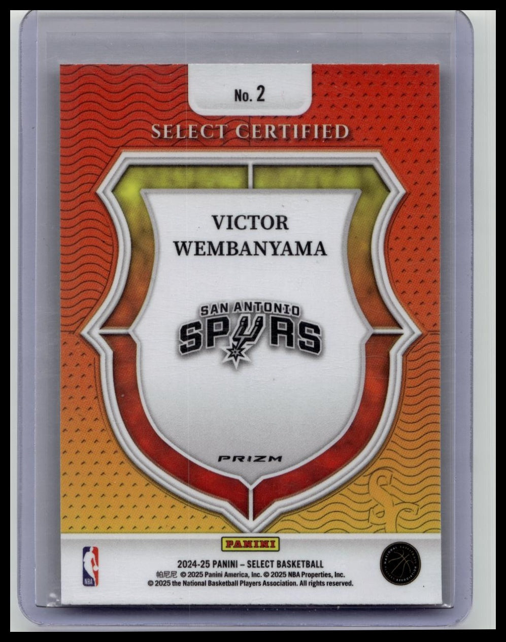 2024-25 Panini Select - Select Certified VICTOR WEMBANYAMA #2 (Red Prizm)