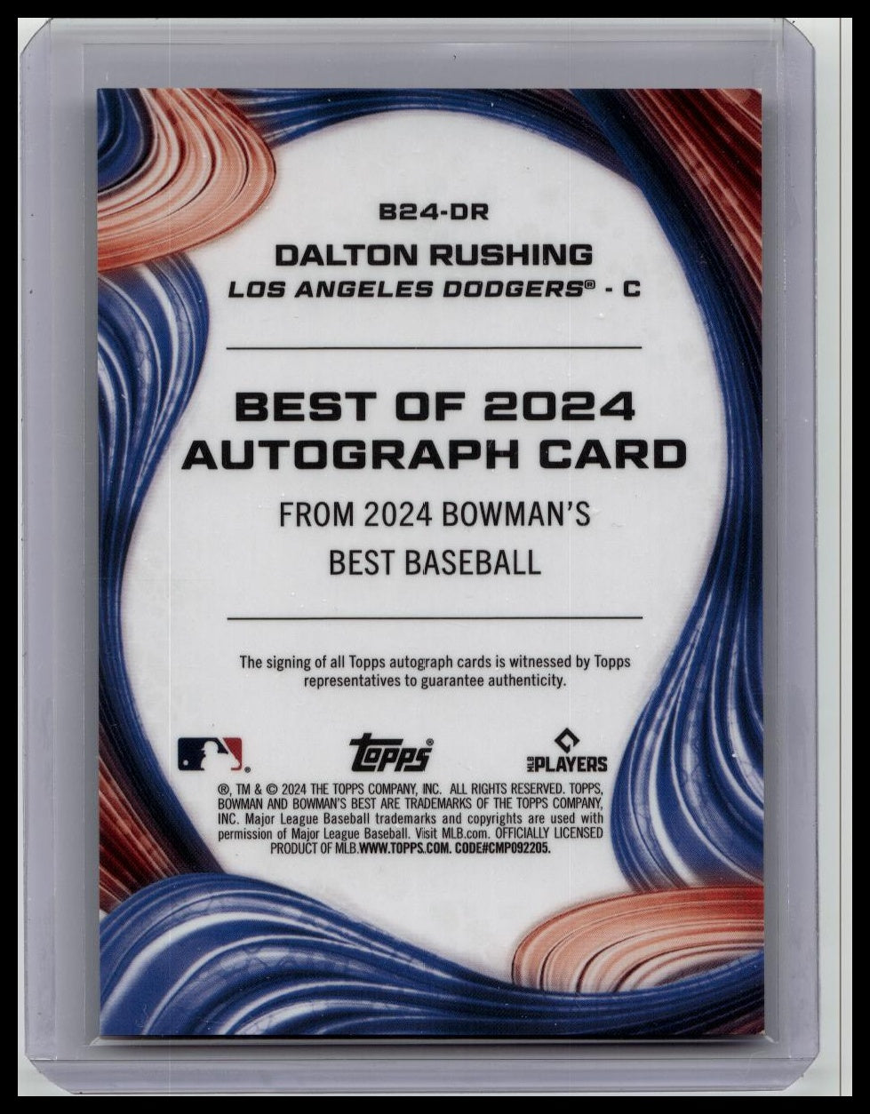 2024 Bowman’s Best Dalton Rushing Best Of 2024 Auto Orange /25