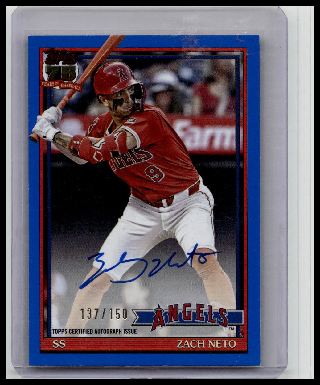 Zach Neto 2026 Topps Series 1 1991 35th Blue Auto #137/150 Angels #91A-ZN