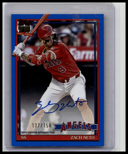 Zach Neto 2026 Topps Series 1 1991 35th Blue Auto #137/150 Angels #91A-ZN