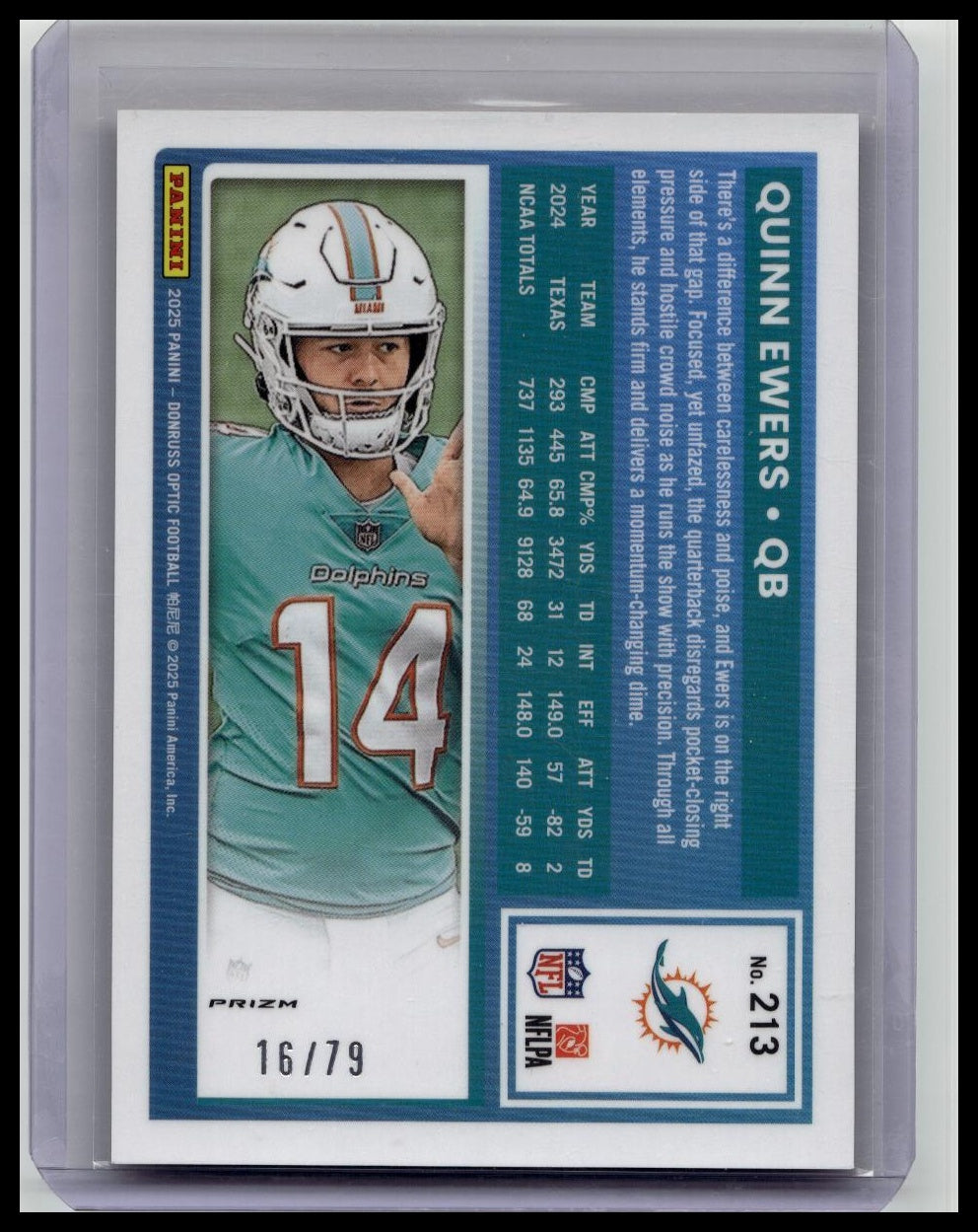 2025 Panini Donruss Optic /79 Quinn Ewers Orange Scope Prizm