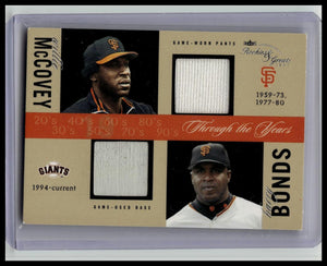 2003 Fleer Rookies Greats Barry Bonds Willie McCovey Game Used Jersey Base /360