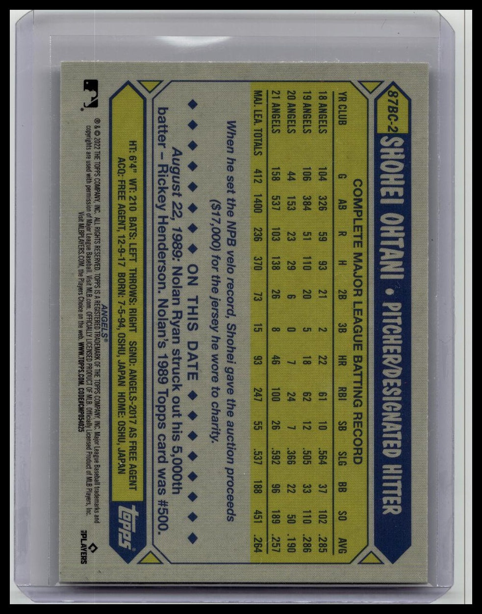 Shohei Ohtani 35th Anniversary Refractor Topps Chrome Baseball #87BC-2