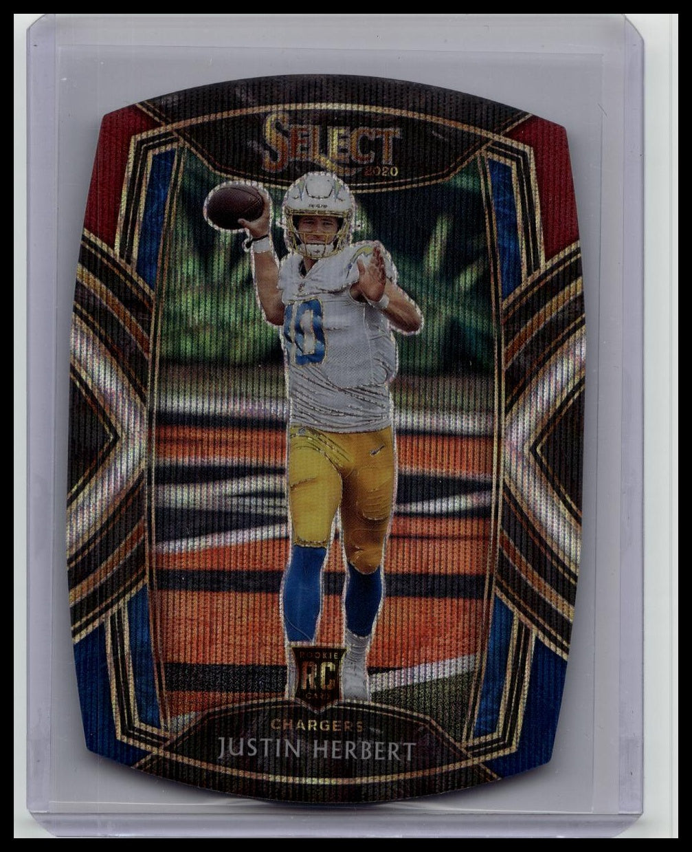 Justin Herbert RC Select 2020 Red White Blue Tri Color Die Cut #244 Chargers