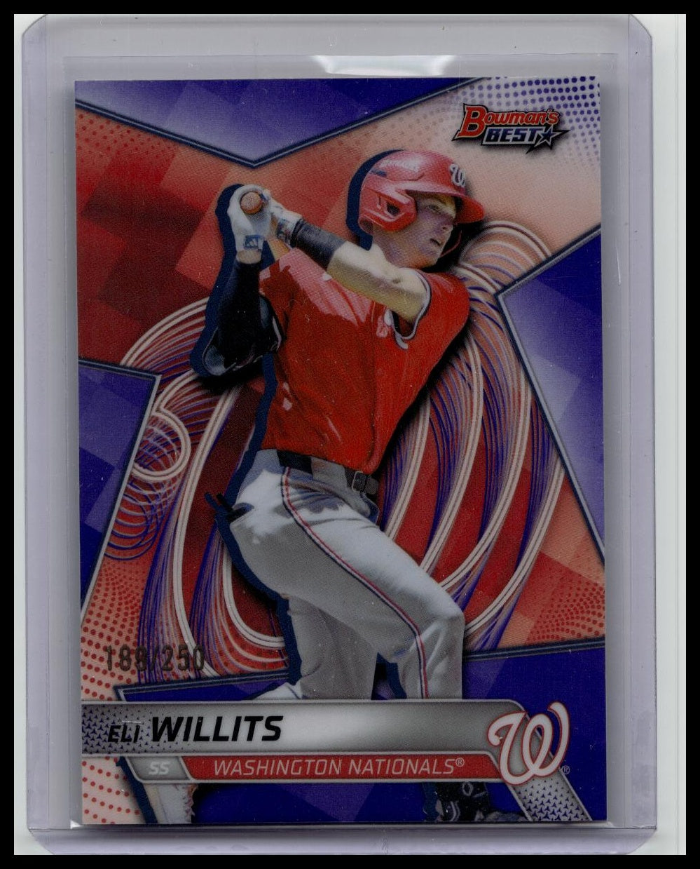 Eli Willits 2025 Bowman’s Best Purple Mojo Refractor 200/250 Nationals MLB
