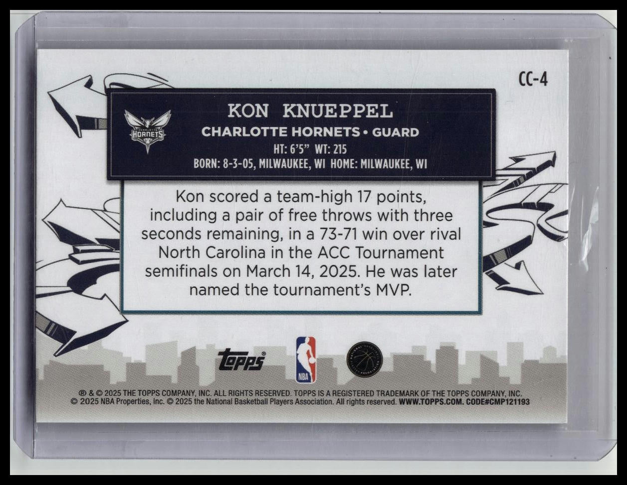 2025-26 Topps - Clutch City Prospects Kon Knueppel #CC-4 Holofoil (RC)