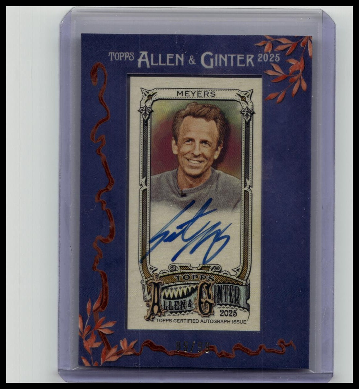 SETH MEYERS Auto /99 - 2025 Topps Allen & Ginter - Blue Framed Auto - SNL/Host