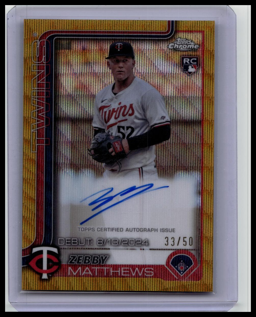 2025 Topps Chrome Update Zebby Matthews Gold Wave /50 Rookie Auto TWINS