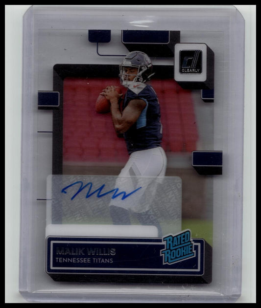 MALIK WILLIS Rookie Auto 2022 Panini Clearly Donruss RC #53
