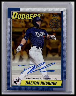 2025 Topps Update Dalton Rushing RC On Card Auto /50 Dodgers 35th Anniversary
