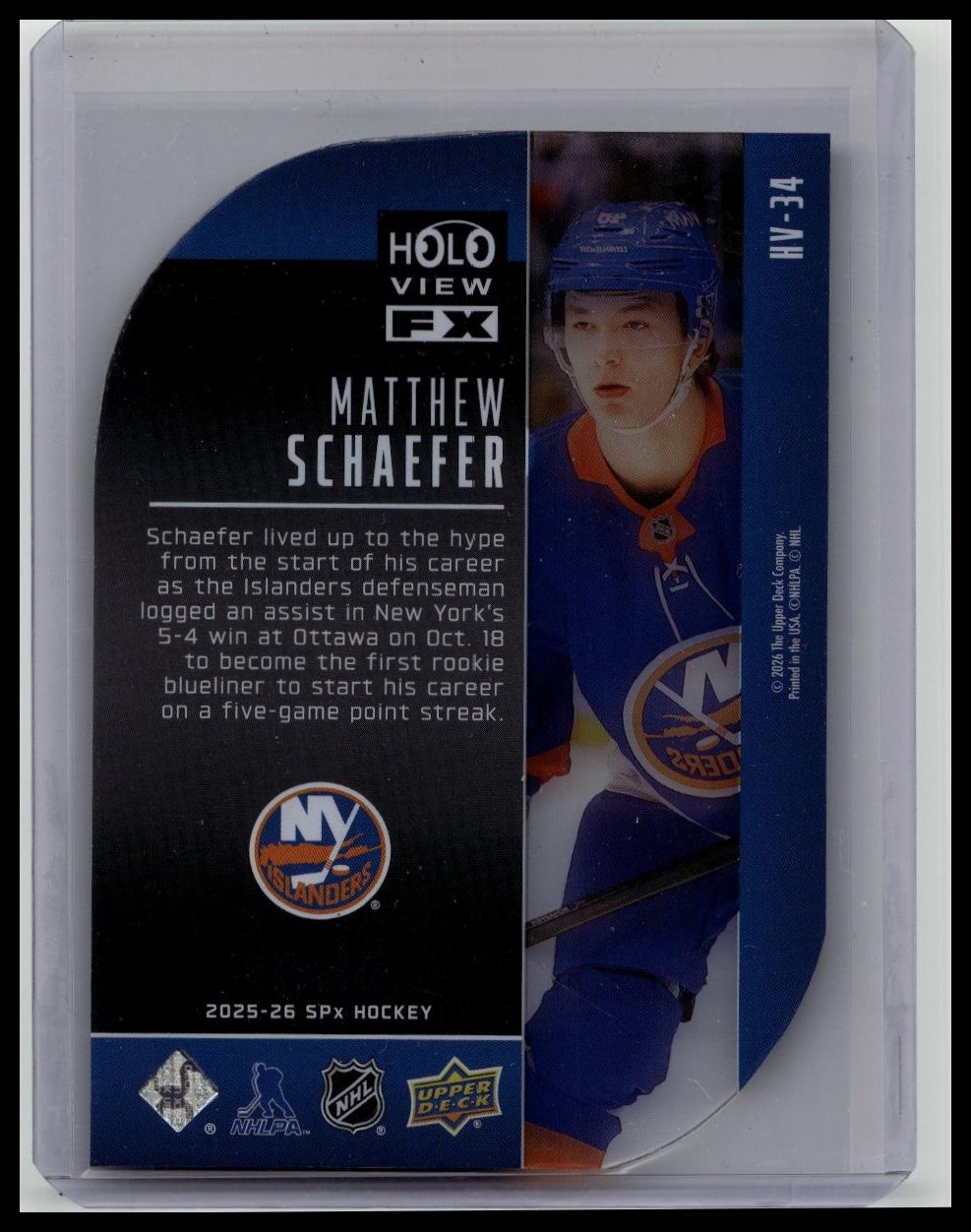 2025-26 Upper Deck SPX Matthew Schaefer RC Holoview FX SP Rookie Card Holo View