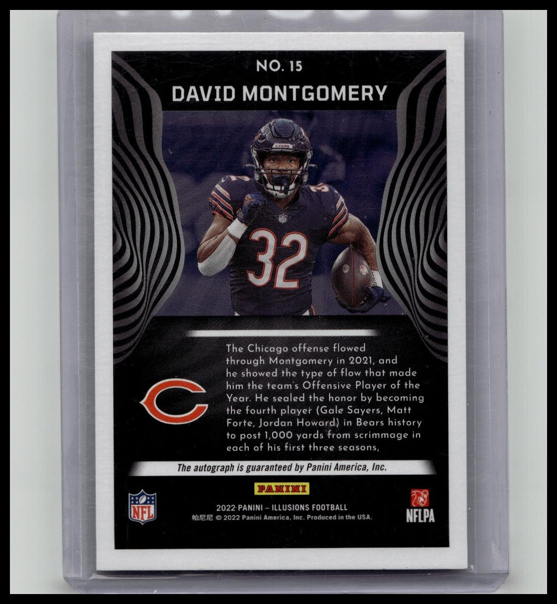 2022 Panini Illusions DAVID MONTGOMERY Trophy Signatures Red /75 Auto Bears