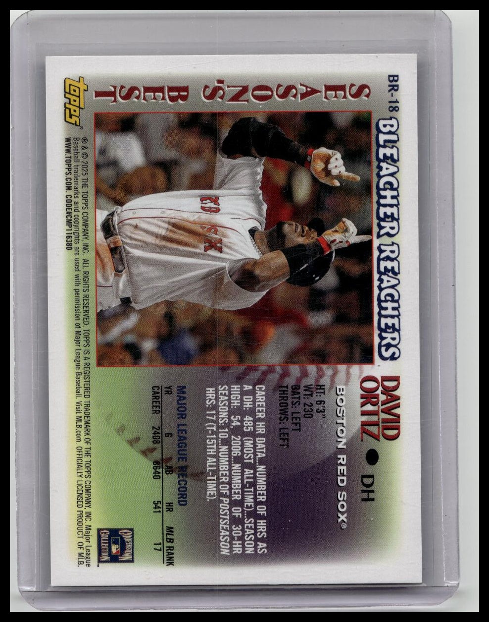 2025 Topps Bleacher Reachers David Ortiz Gold /50 Boston Red Sox
