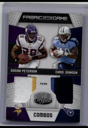 2010 Certified Fabric Of The Game Combos Dual Relic Adrian Peterson Chris Johnson /25