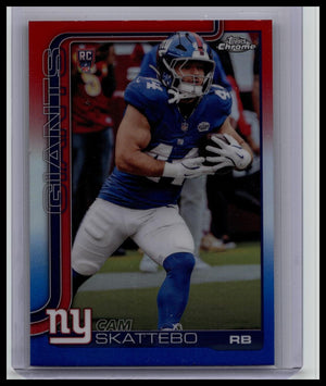 2025 Topps Chrome #331 Cam Skattebo Red White and Blue Refractor