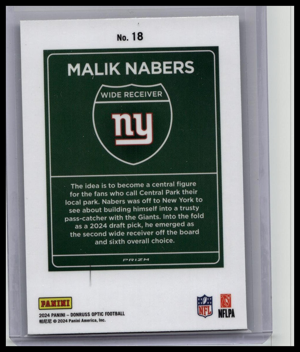 2024 Panini Donruss Optic - Downtown! Malik Nabers #18 (RC) Rookie Card
