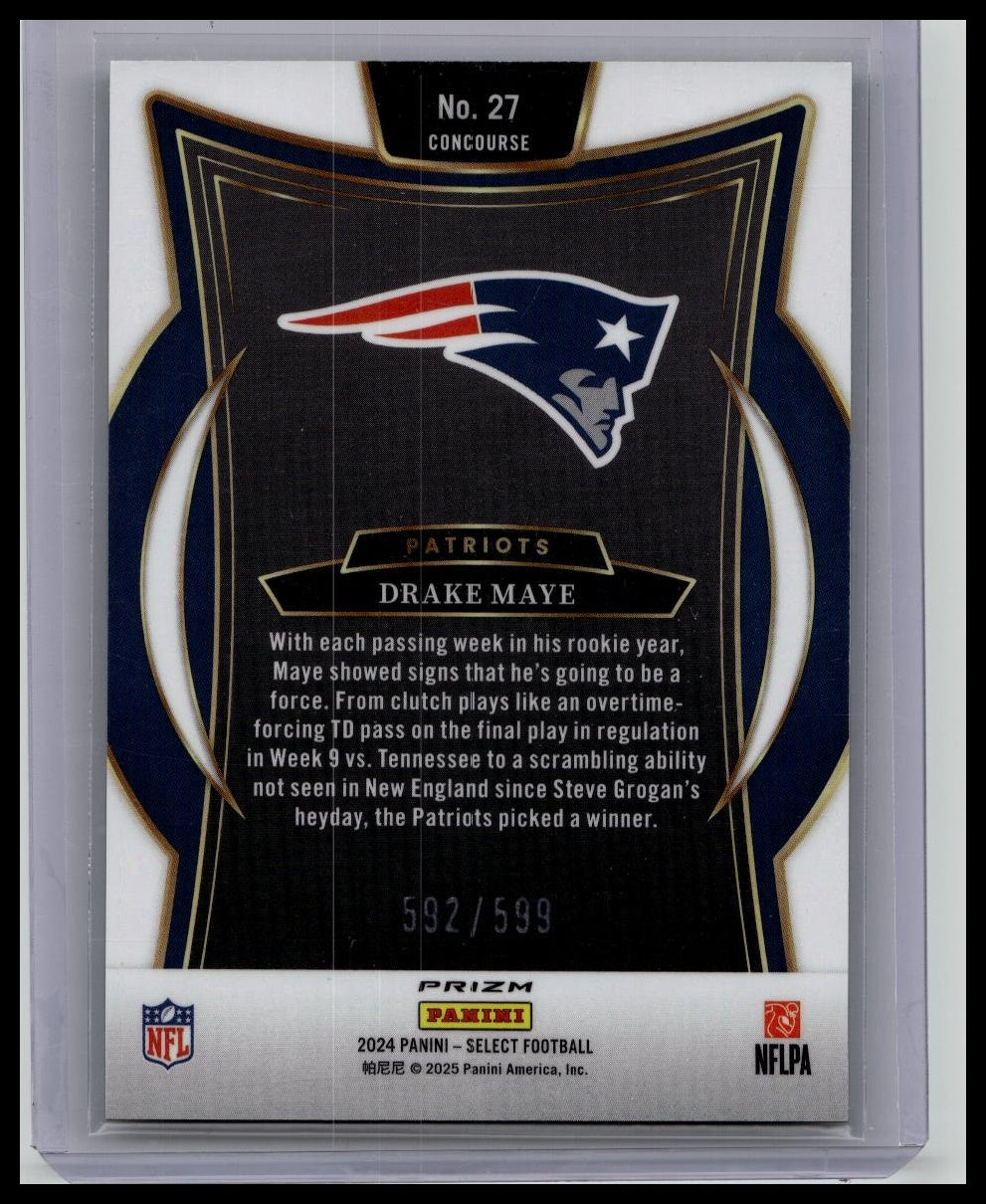2024 Panini Select - Concourse Drake Maye #27 Neon Green Shock /599 RC Patriots