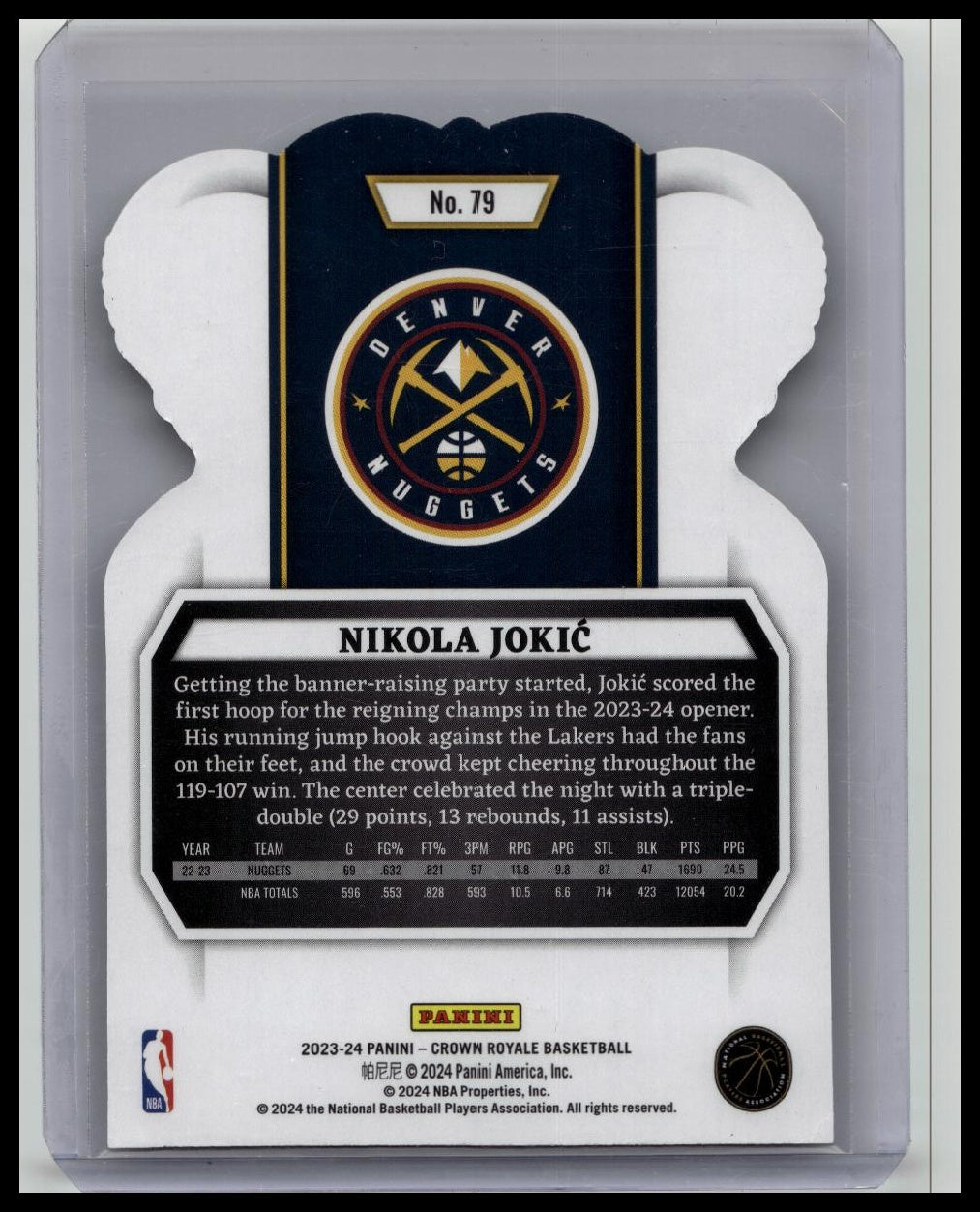 2023-24 Panini Crown Royale Nikola Jokic Cracked Ice /21 Nuggets