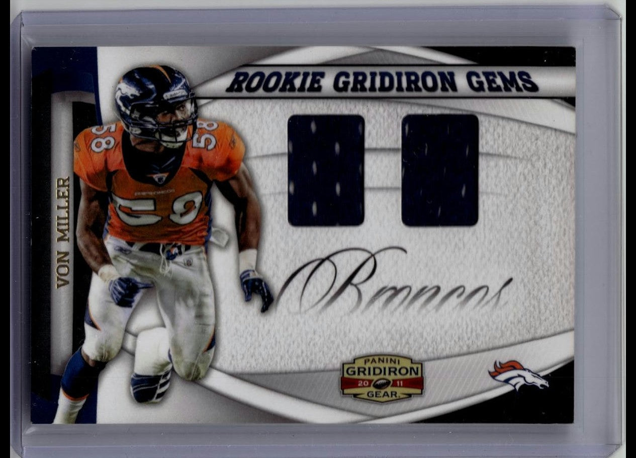 2011 Gridiron Gear Von Miller Rookie Hidden Gems Dual Jersey Relic /25