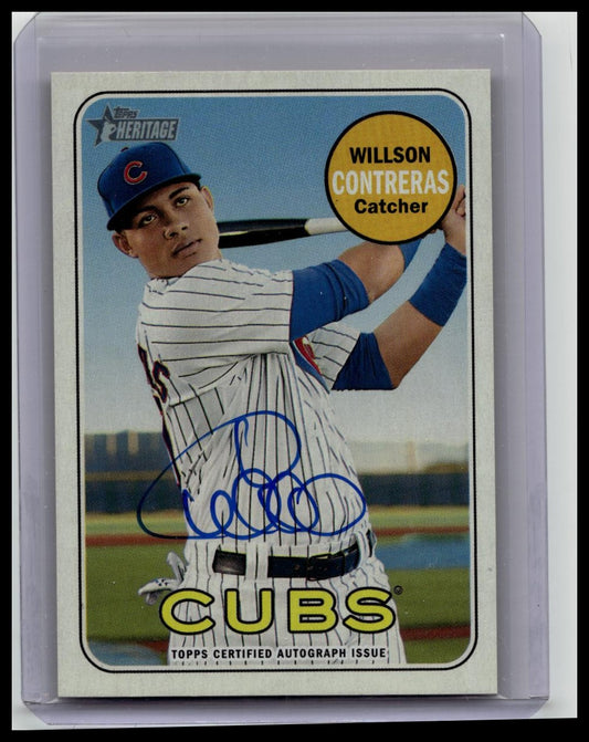 WILLSON CONTRERAS 2018 TOPPS HERITAGE BLUE INK AUTO CHICAGO CUBS