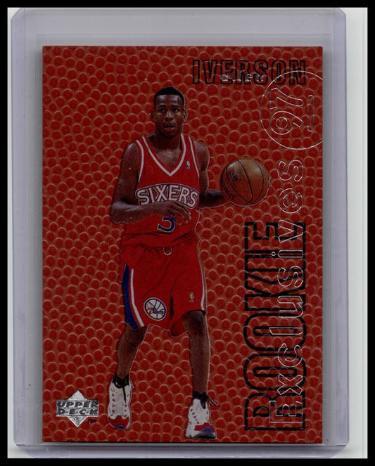 1996-97 Upper Deck #R1 Allen Iverson Rookie Exclusives Philadelphia 76ers RC HOF