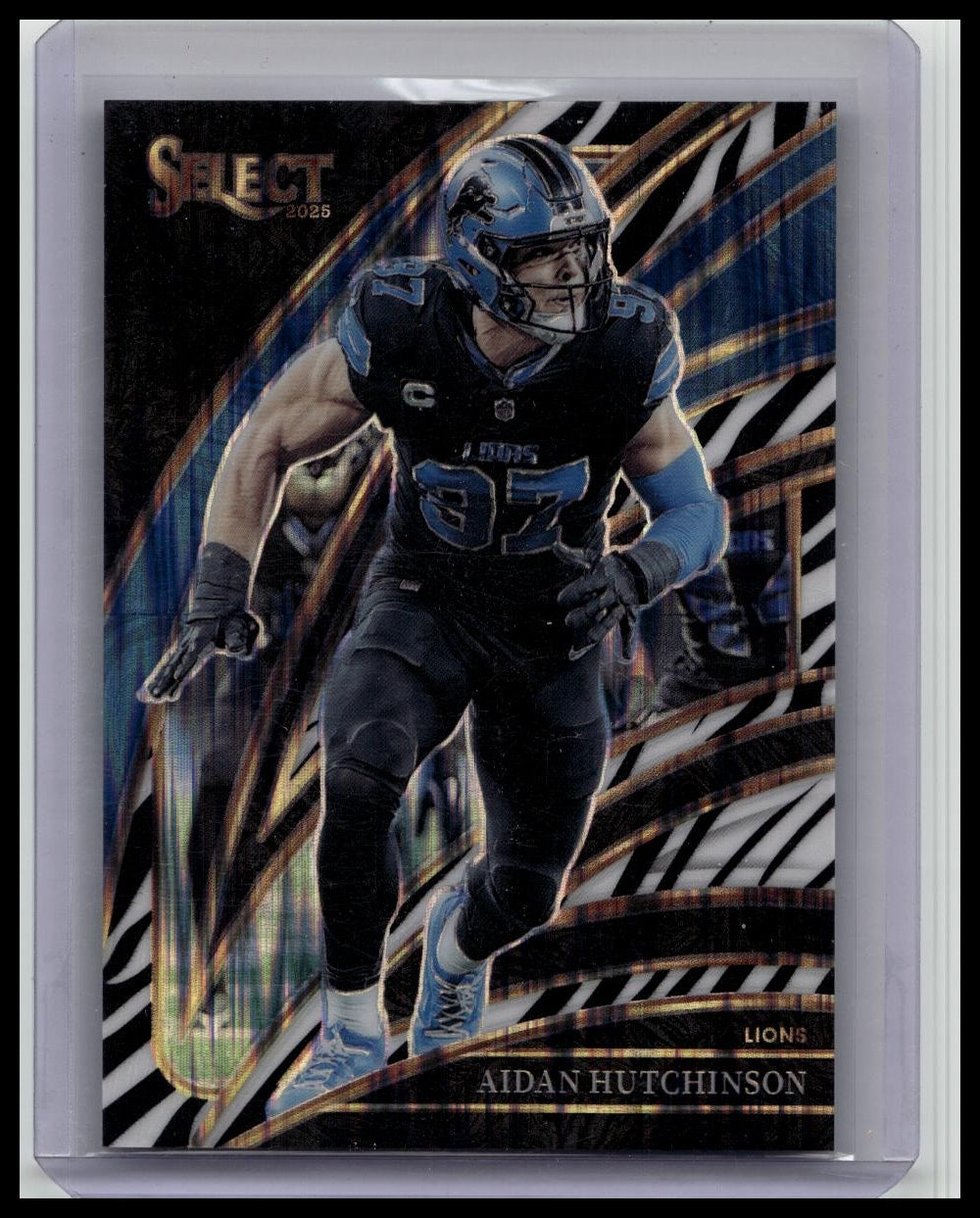 AIDAN HUTCHINSON 2025 SELECT NFL CLUB LEVEL ZEBRA PRIZM SSP LIONS