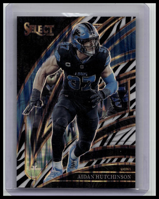 AIDAN HUTCHINSON 2025 SELECT NFL CLUB LEVEL ZEBRA PRIZM SSP LIONS