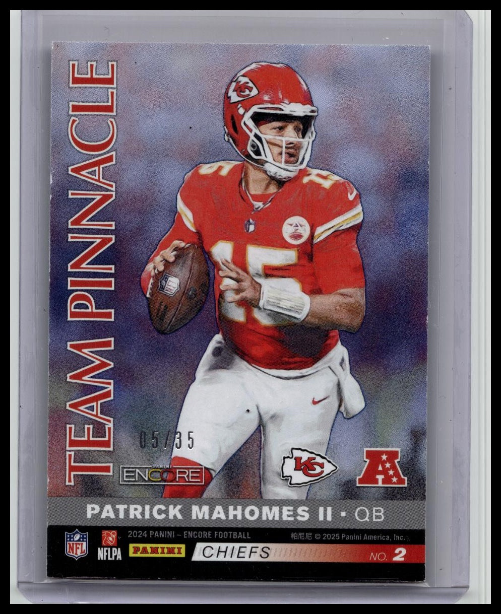 2024 Panini Encore #2 Brock Purdy / Patrick Mahomes Team Pinnacle /35