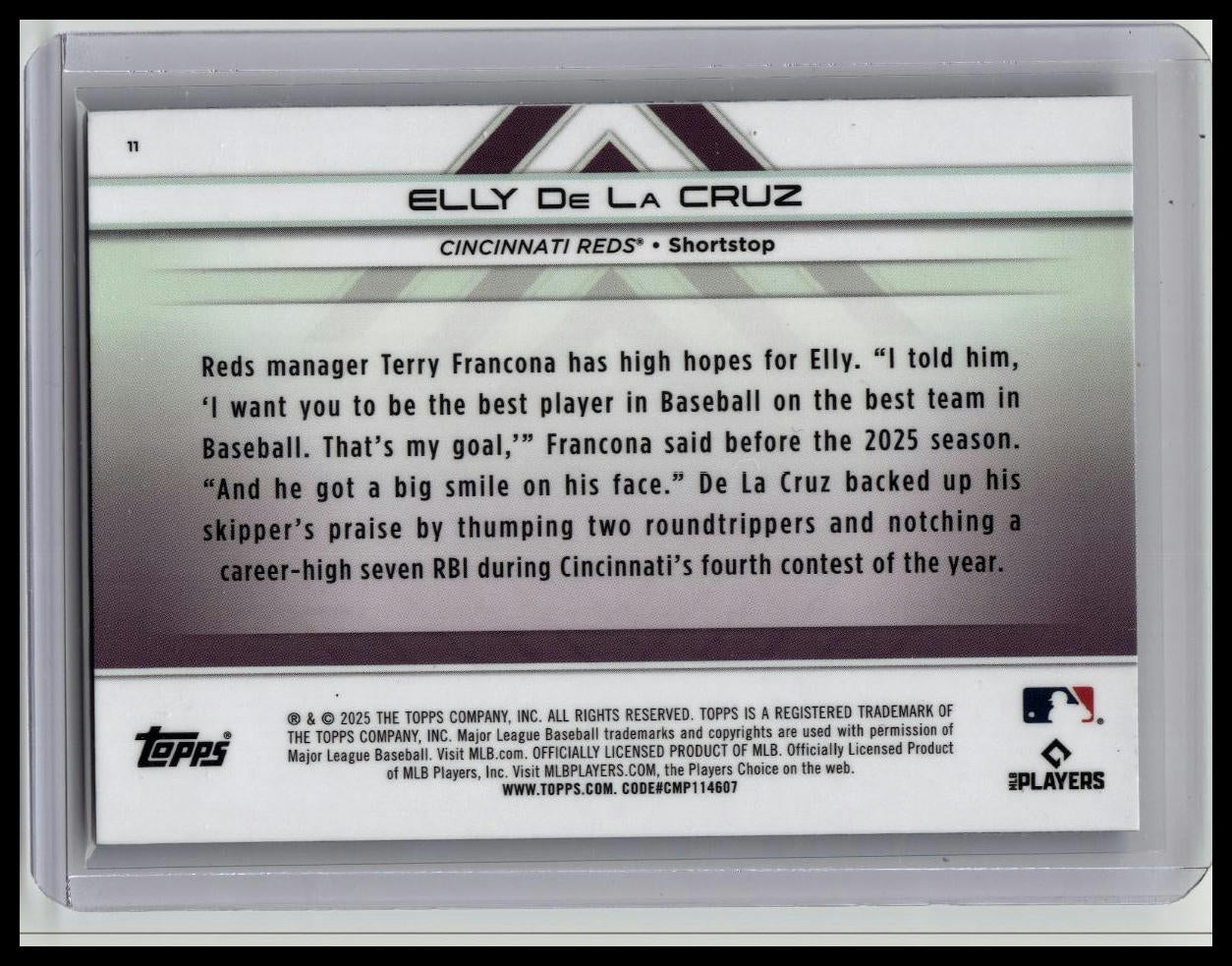 ELLY DE LA CRUZ 2025 TOPPS TRANSCENDENT ICONS CHROME VARIATION #11 REDS