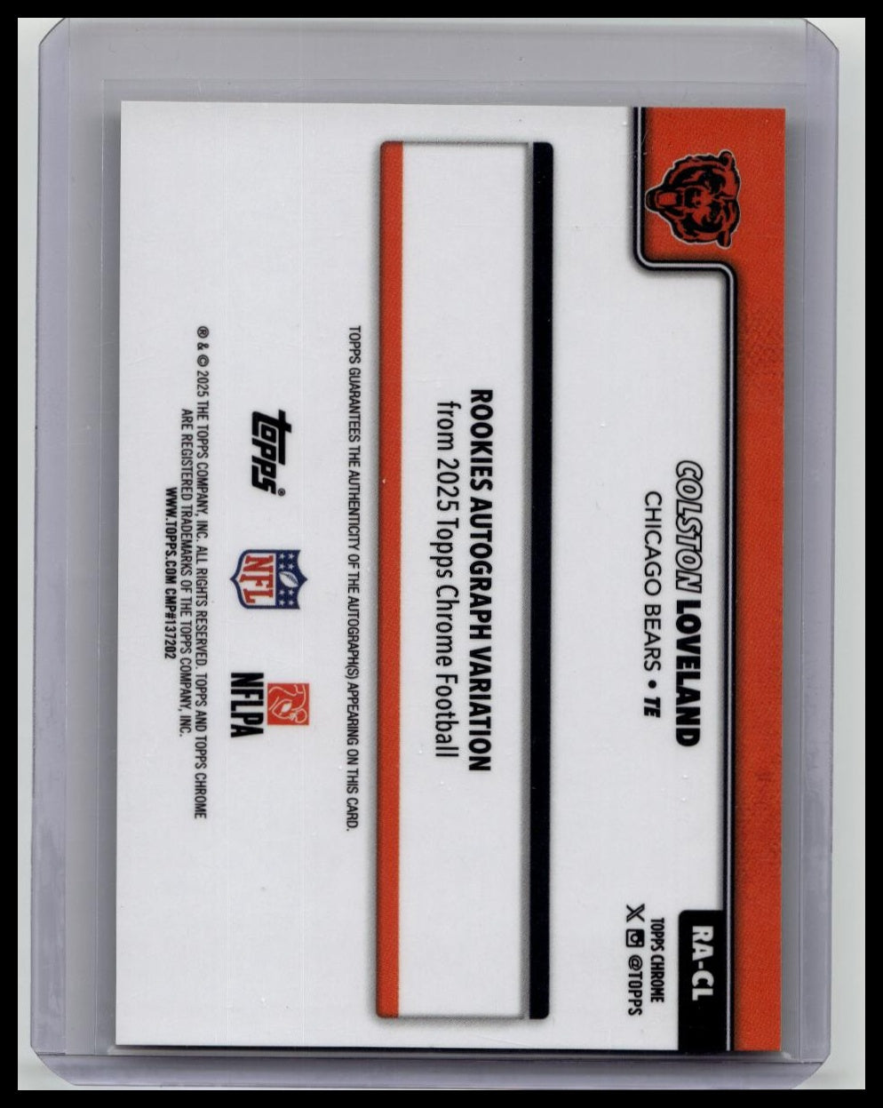 2025 Topps Chrome Football Colston Loveland Yellow Refractor Auto /275