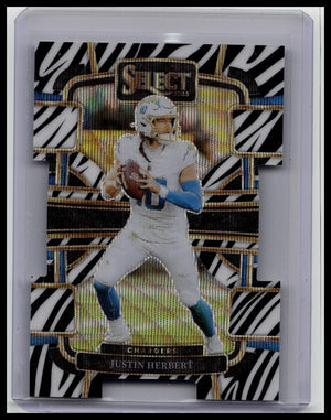 2023 Panini Select - Concourse Justin Herbert #52 Zebra Prizm Die-Cut