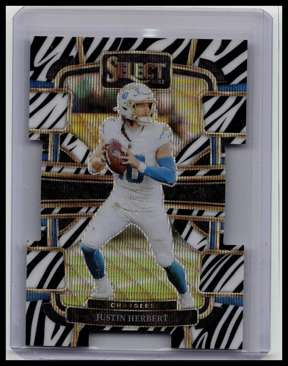 2023 Panini Select - Concourse Justin Herbert #52 Zebra Prizm Die-Cut