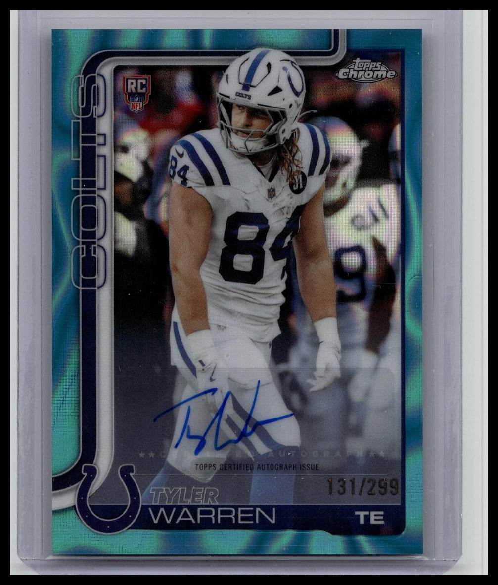 Tyler Warren 2025 Topps Chrome Rookie Auto Teal Lava Refractor RC Colts /299