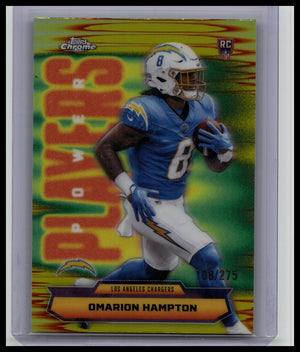 2025 Topps Chrome -Omarion Hampton - RC Power Players Yellow #/275 - Chargers