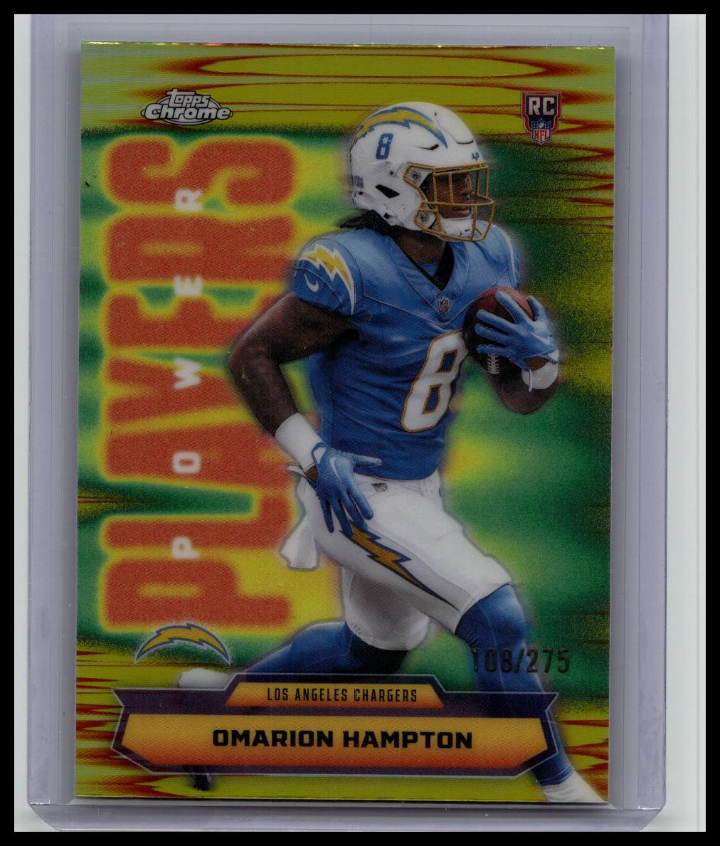2025 Topps Chrome -Omarion Hampton - RC Power Players Yellow #/275 - Chargers