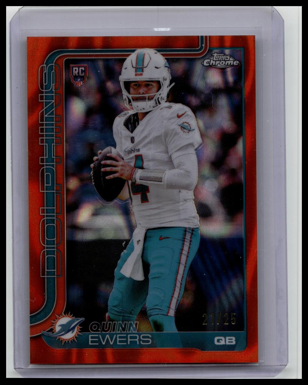 2025 Topps Chrome Quinn Ewers RC Orange Lava /25 Miami Dolphins #316