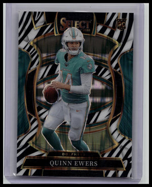 2025 Panini Select Zebra Prizm - Quinn Ewers Rookie Concourse #82 Dolphins
