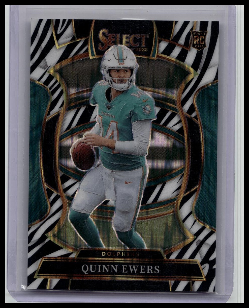 2025 Panini Select Zebra Prizm - Quinn Ewers Rookie Concourse #82 Dolphins