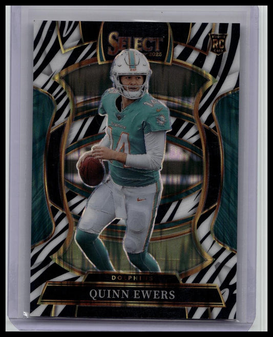2025 Panini Select Zebra Prizm - Quinn Ewers Rookie Concourse #82 Dolphins