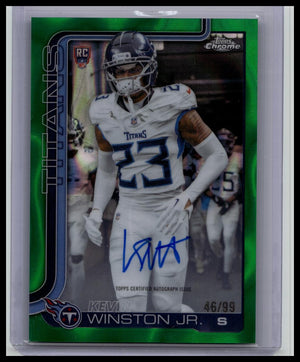 2025 Topps Chrome Football Kevin Winston Jr Green Refractor Auto RC /99