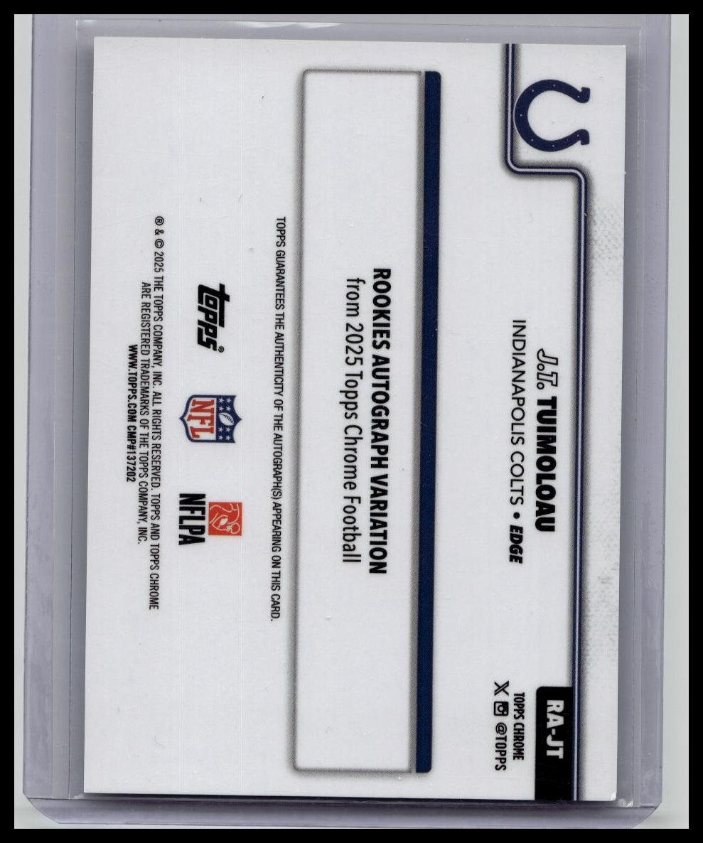 2025 Topps Chrome JT Tuimoloau Rookie Auto White Refractor /30 RC Colts