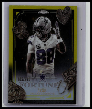 2025 Topps Chrome CeeDee Lamb Fortune 15 Yellow Refractor /275