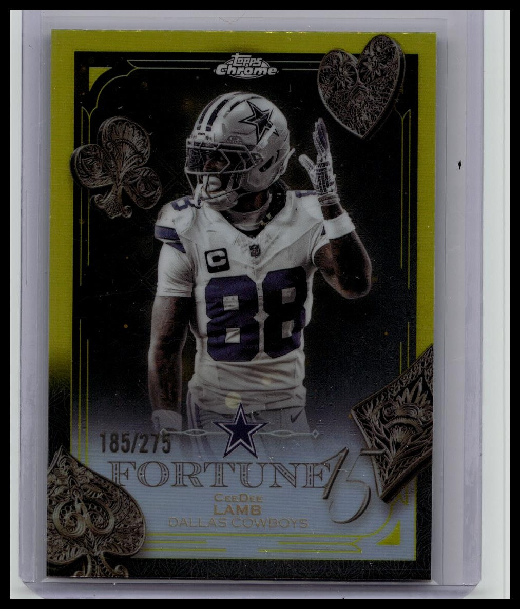 2025 Topps Chrome CeeDee Lamb Fortune 15 Yellow Refractor /275