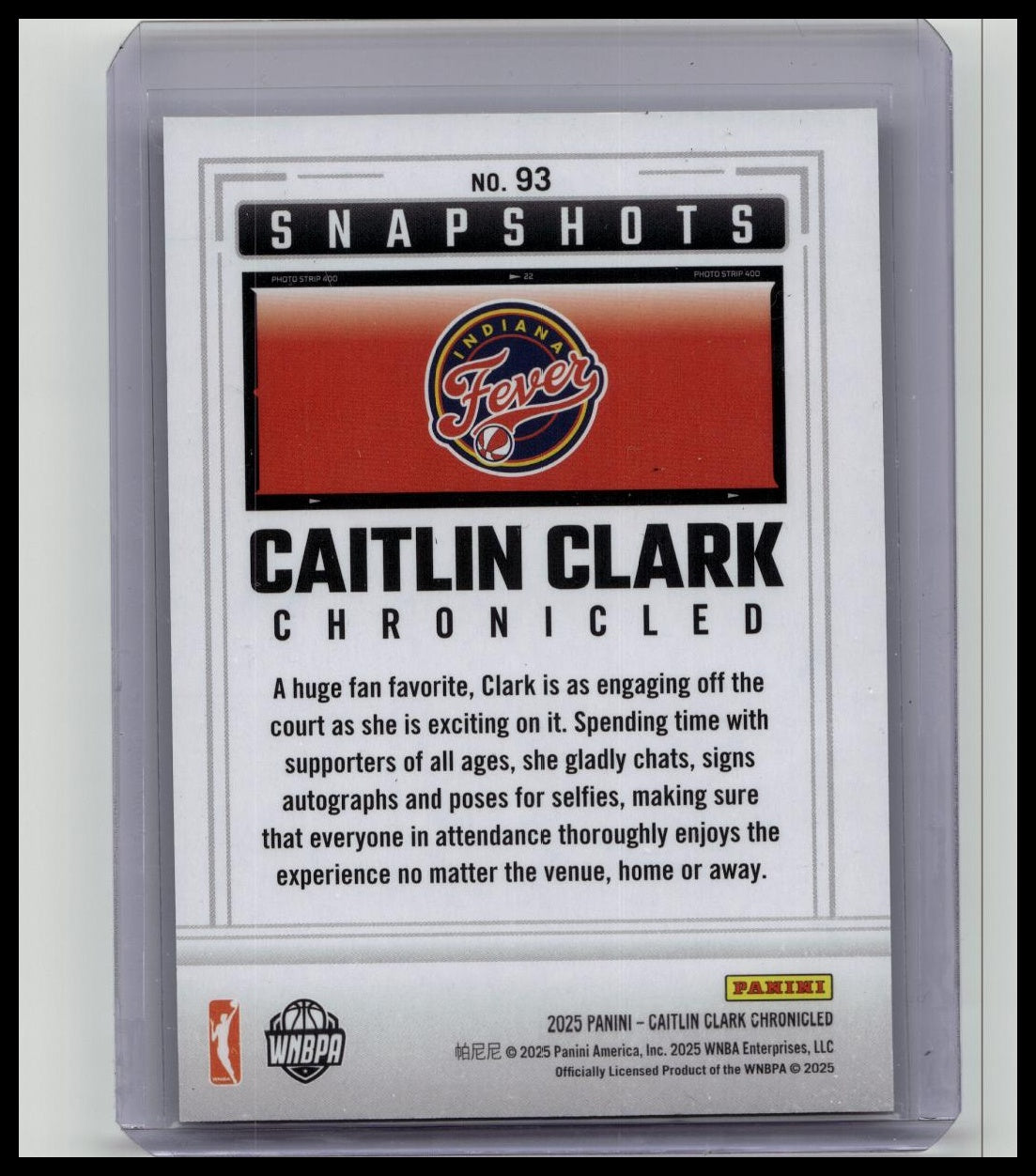 2025 Caitlin Clark Chronicled Snapshots Red Cracked Ice Holo #93 Foil Fever